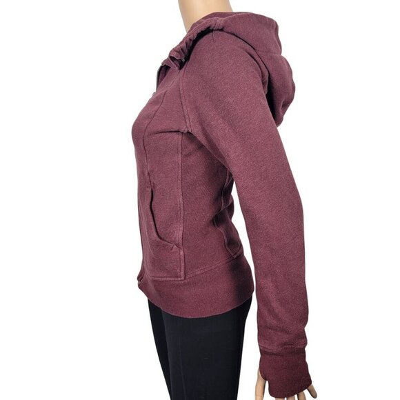 Lululemon Women's Scuba Full Zip Hoodie Fleece in a Maroon Size 4 - LW4AWNS - Picture 5 of 12